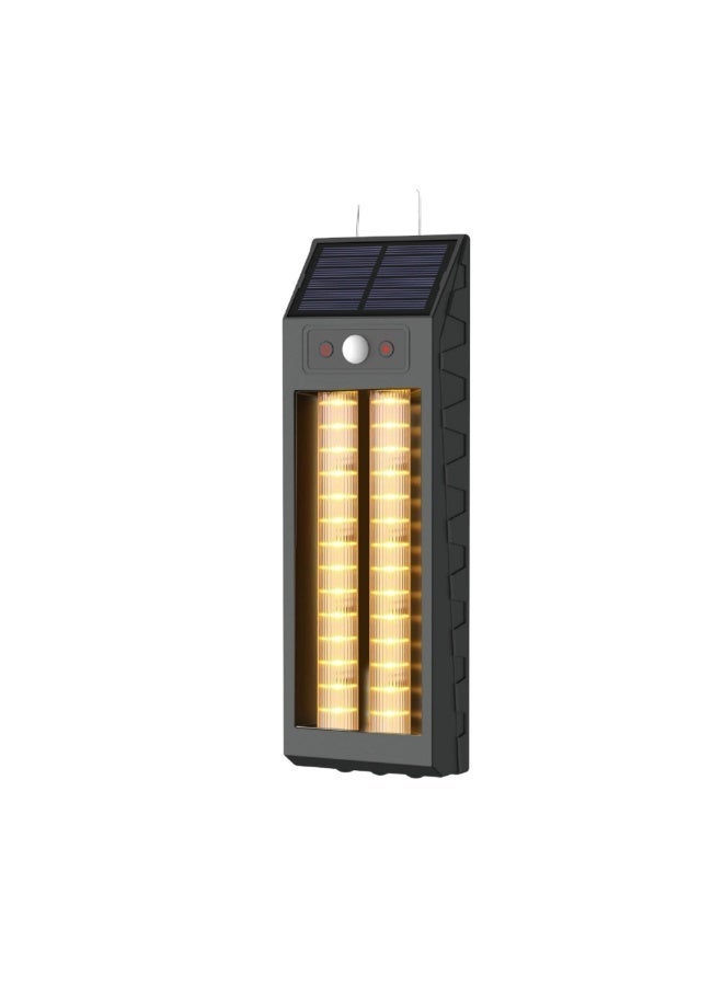 مصباح جداري خارجي يعمل بالطاقة الشمسية، مصباح LED بقدرة 18 واط مزود بمستشعر حركة، إضاءة أمنية خارجية مقاومة للماء بمعيار IP65، لون أسود. - Image 1